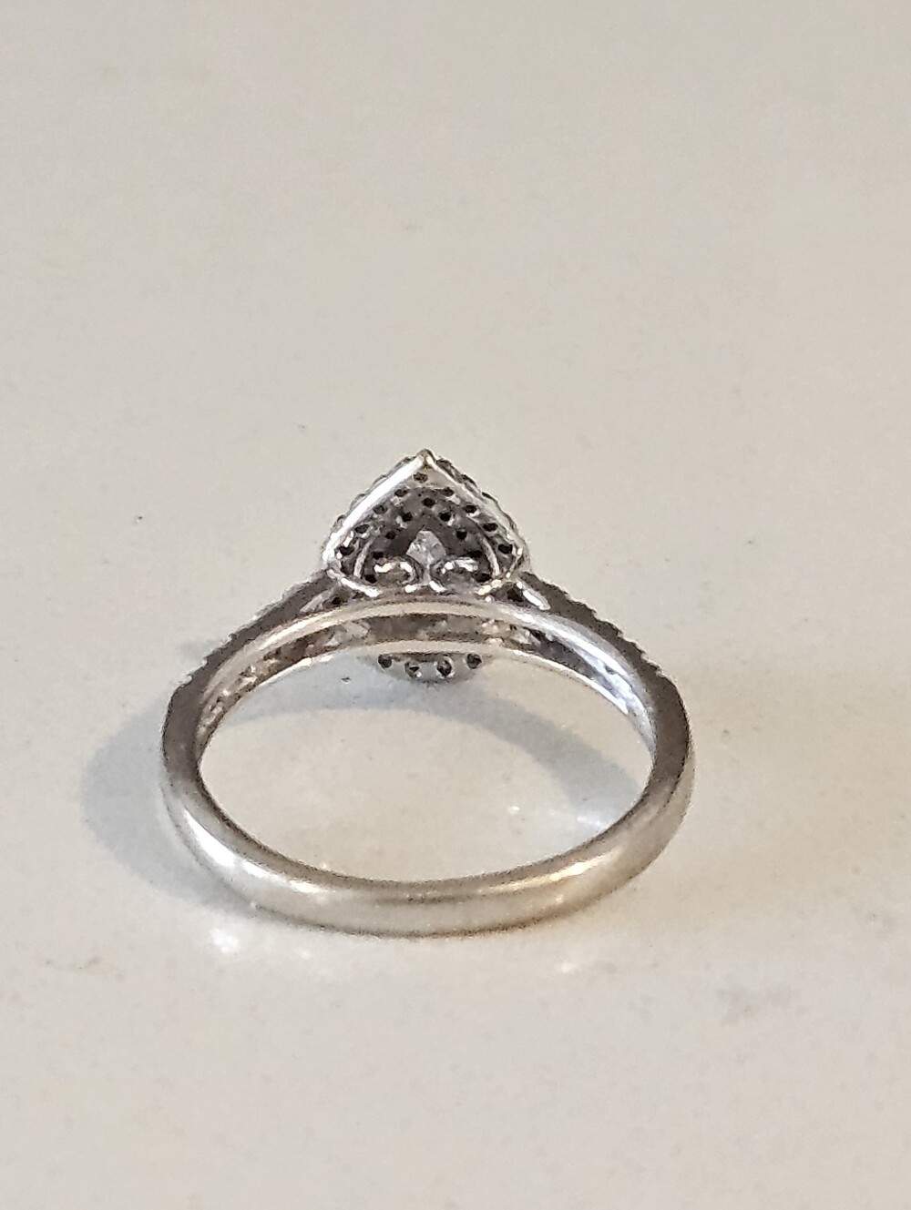 Luxury 14k White Gold Natural Diamond Pear Halo Engagement Wedding Promise Ring - Picture 5 of 6
